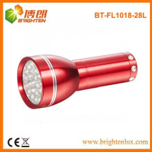 Factory Supply 4.5V OEM Rouge Aluminium Promotionnel 28 LED Torch Lampe de poche avec 3 * AAA Dry Battery